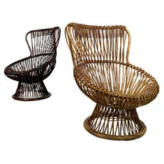 Pair of rattan armchairs Margherita by Franco Albini for Bonacina, Italy, 1950s