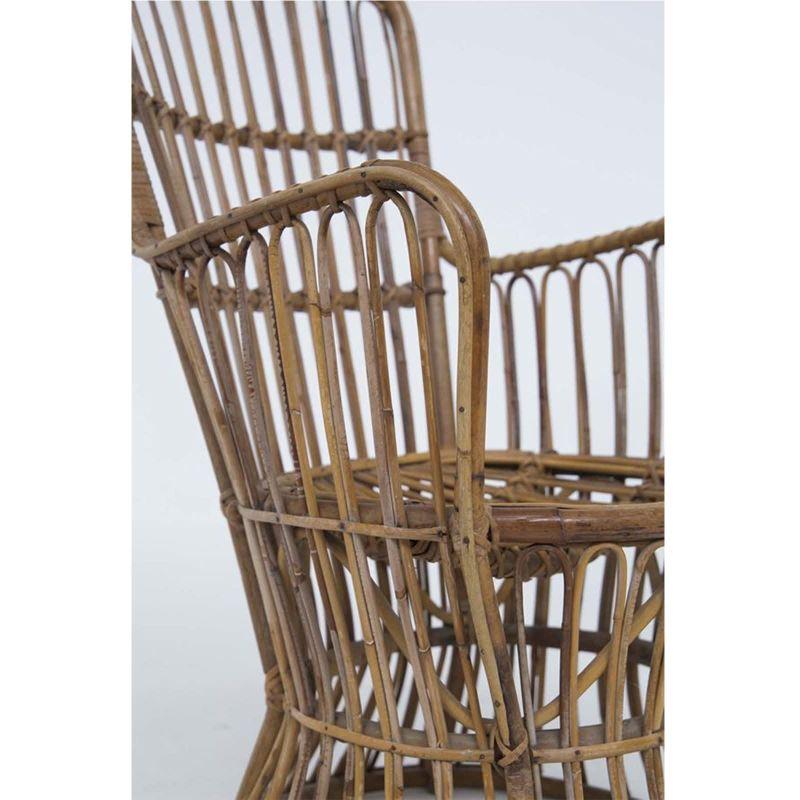 Mid-Century Modern Pair of Rattan Armchairs by Luigi Caccia Dominioni, c.1960s For Sale