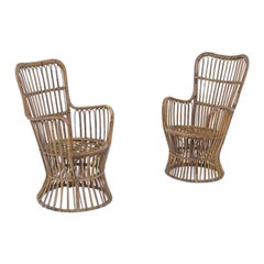 Pareja de sillones de ratán de Luigi Caccia Dominioni, c.1960