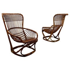 Paire de fauteuils en rotin de Tito Agnoli pour Bonacina, Italie, 1959