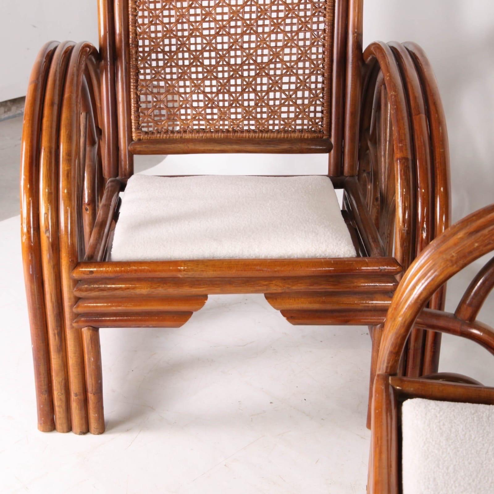 Coppia di poltrone in rattan in vendita 6