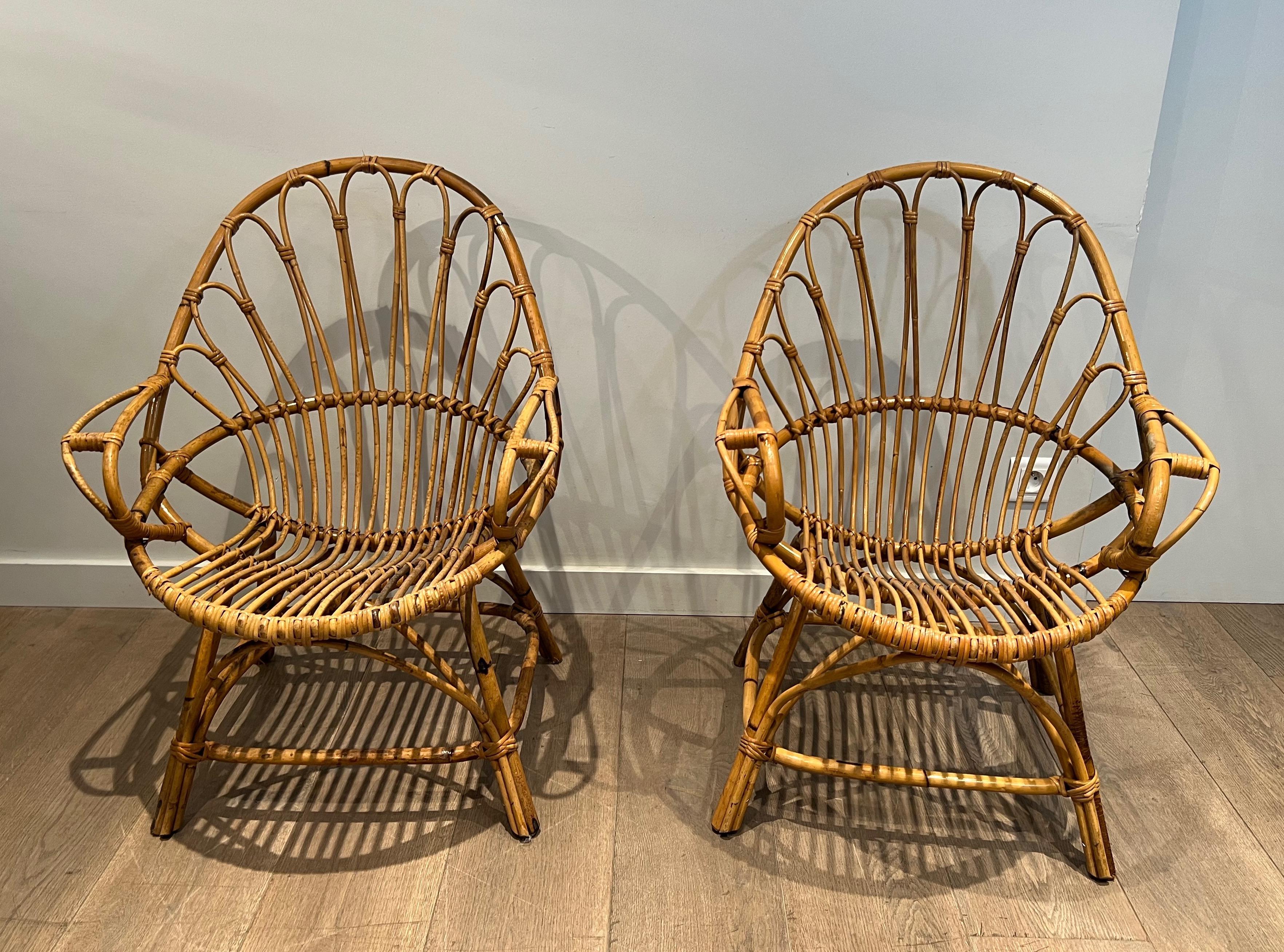 Pair of Rattan Armchairs For Sale 6