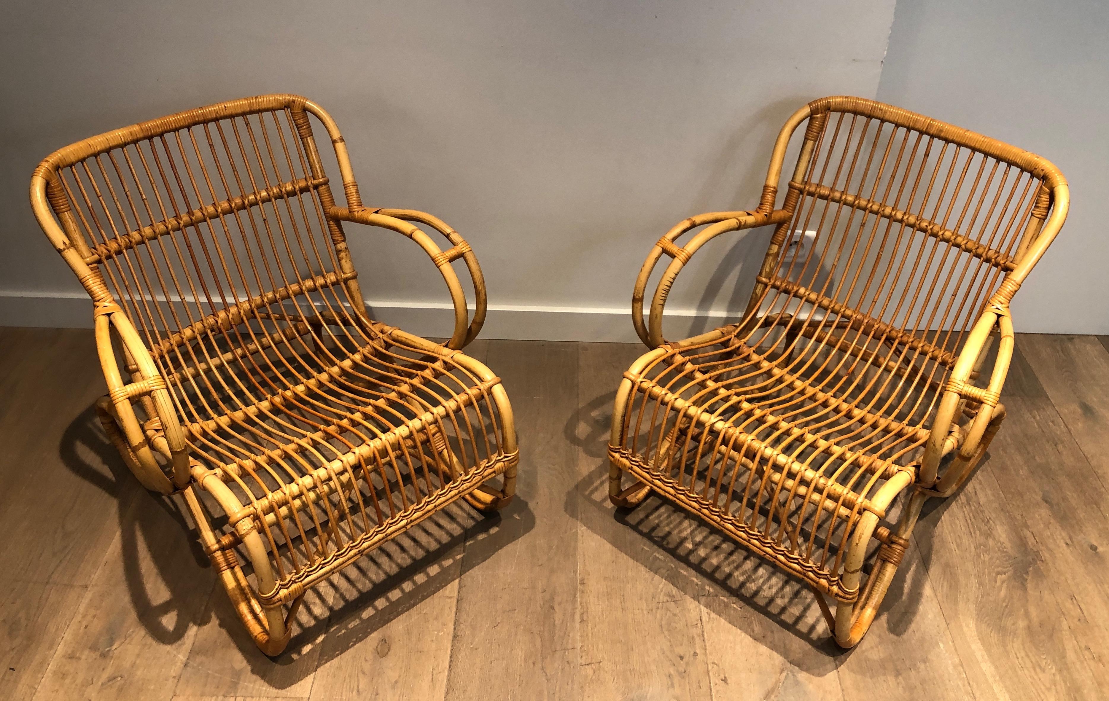 Pair of Rattan Armchairs For Sale 6