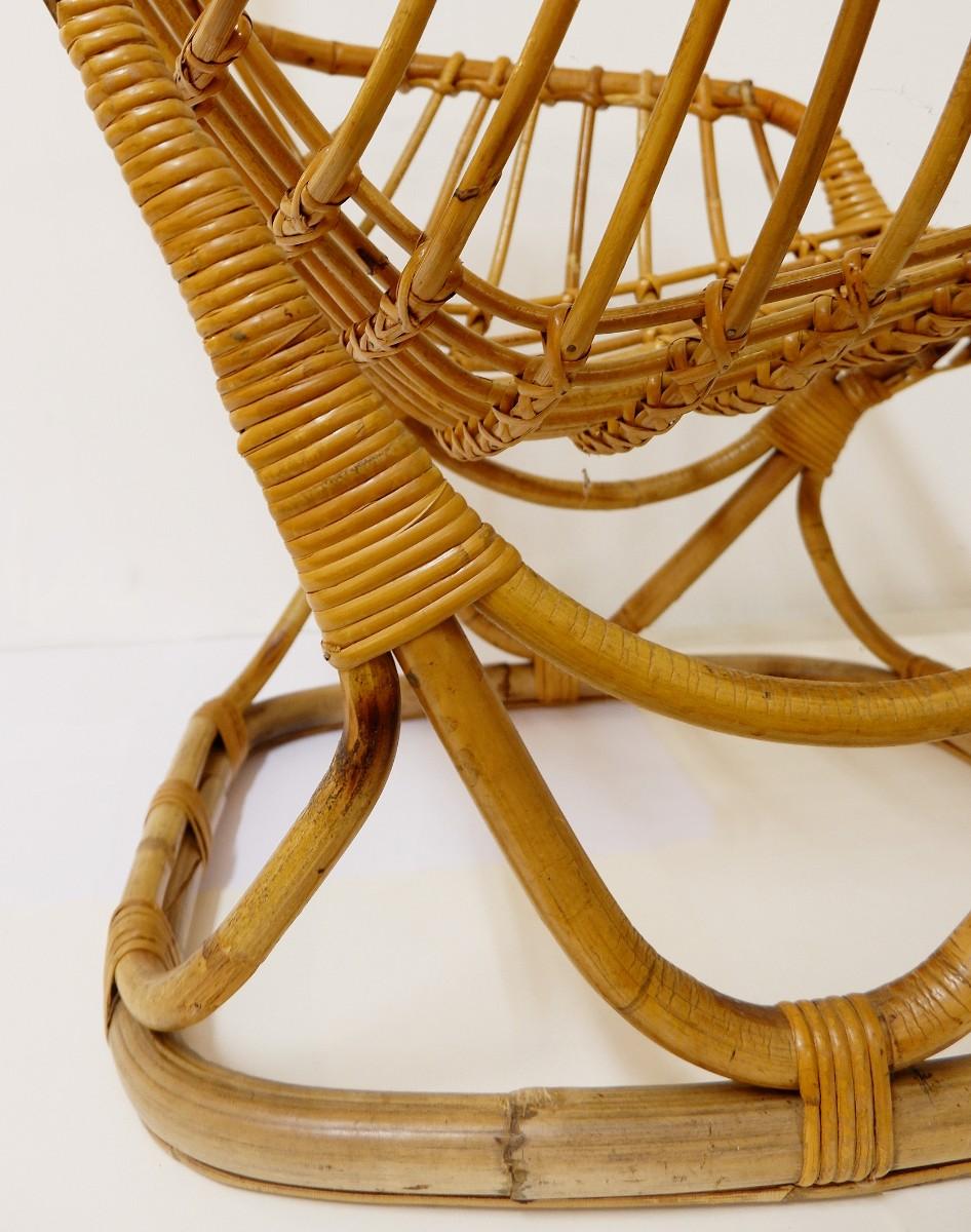 Mid-Century moderno Coppia di poltrone in rattan in vendita