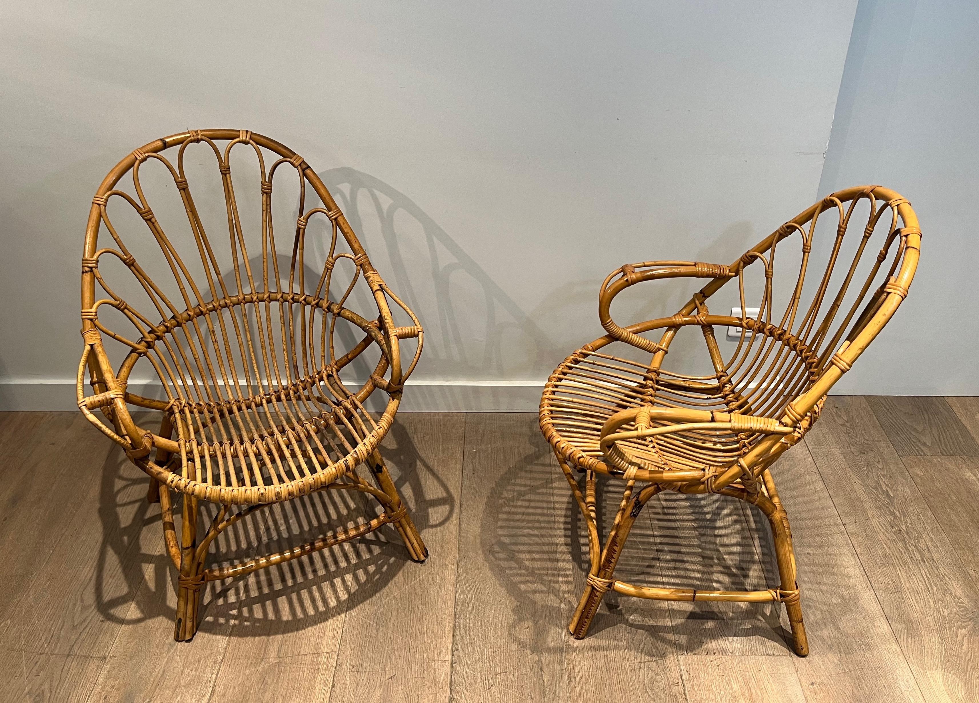 Paar Rattan-Sessel (Moderne der Mitte des Jahrhunderts) im Angebot