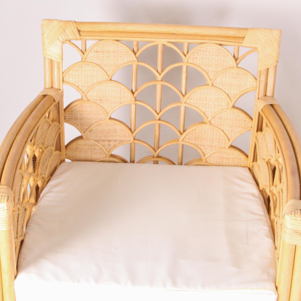 Mid-Century Modern Pair of rattan armchairs  For Sale