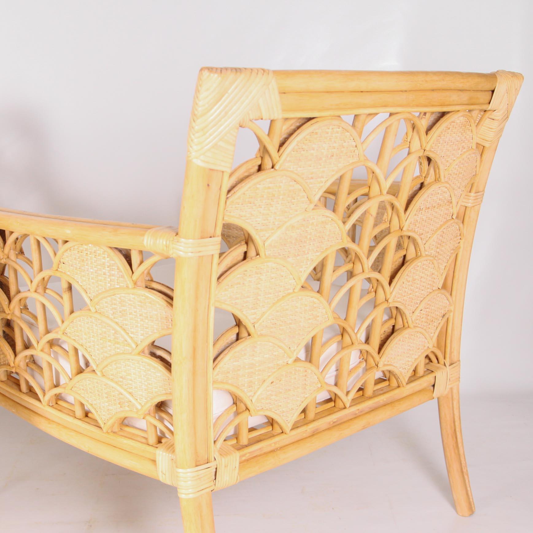 French Pair of rattan armchairs  For Sale