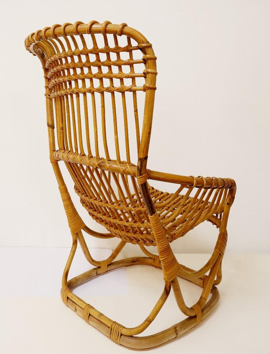 Late 20th Century Pair of Rattan Armchairs For Sale