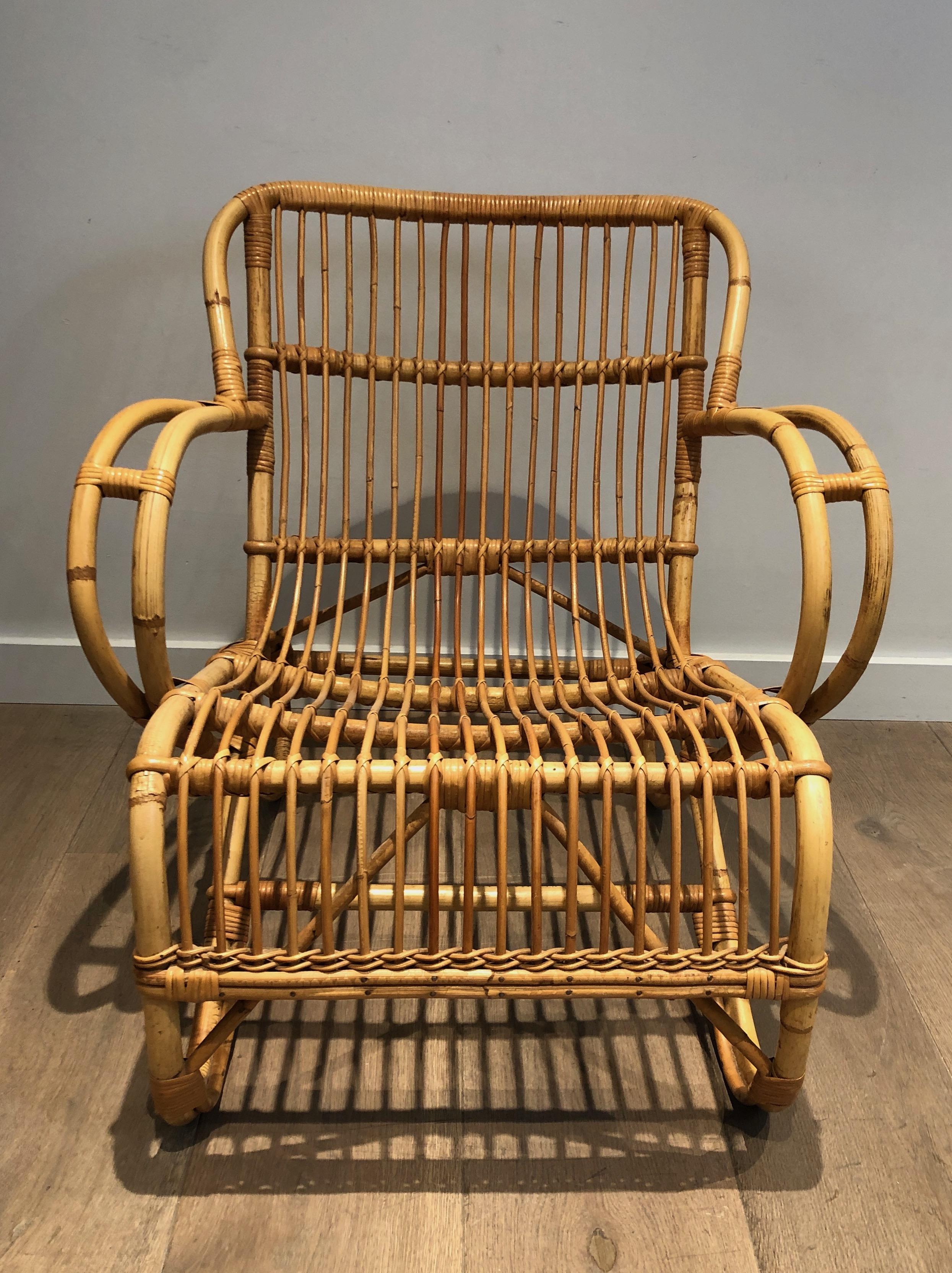 Mid-20th Century Pair of Rattan Armchairs For Sale