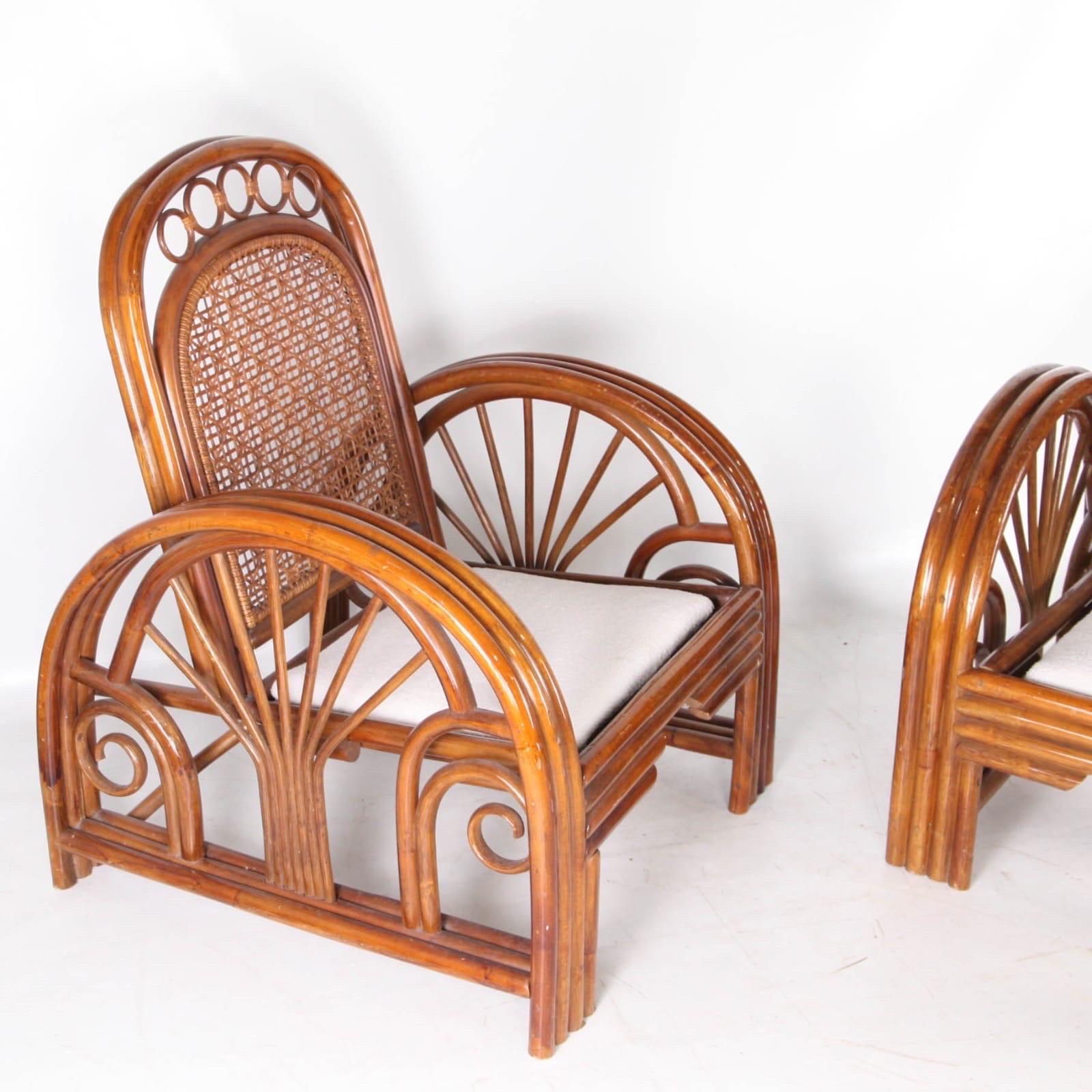 Coppia di poltrone in rattan in vendita 3