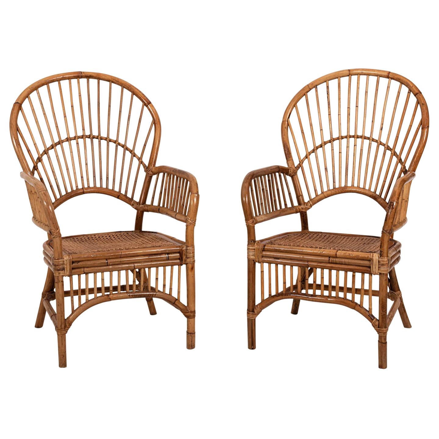 Pair of Rattan Armchairs at 1stDibs