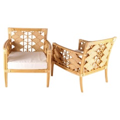 Pair of rattan armchairs 