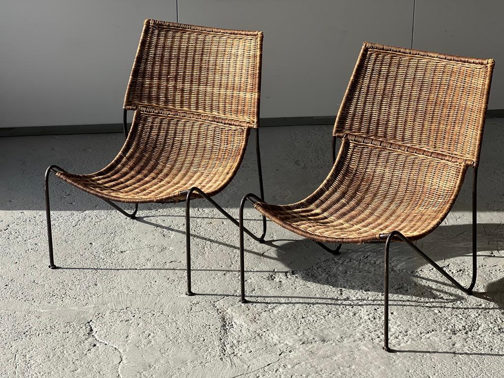 Pair of rattan armchairs Frederic Weinberg USA 1950 In Good Condition In Saint Rémy de Provence, FR