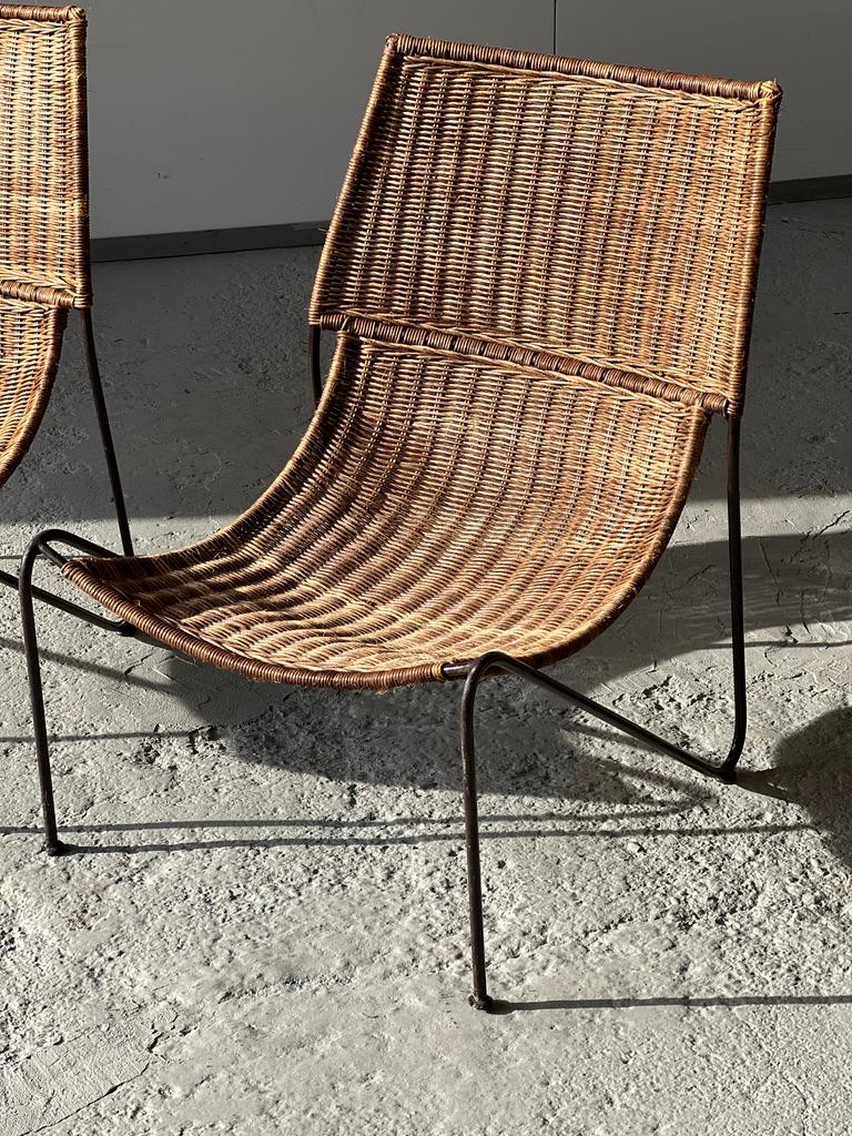Mid-20th Century Pair of rattan armchairs Frederic Weinberg USA 1950