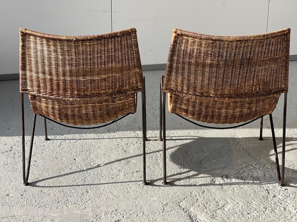Pair of rattan armchairs Frederic Weinberg USA 1950 4