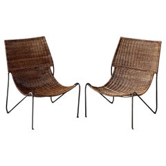 Pair of rattan armchairs Frederic Weinberg USA 1950