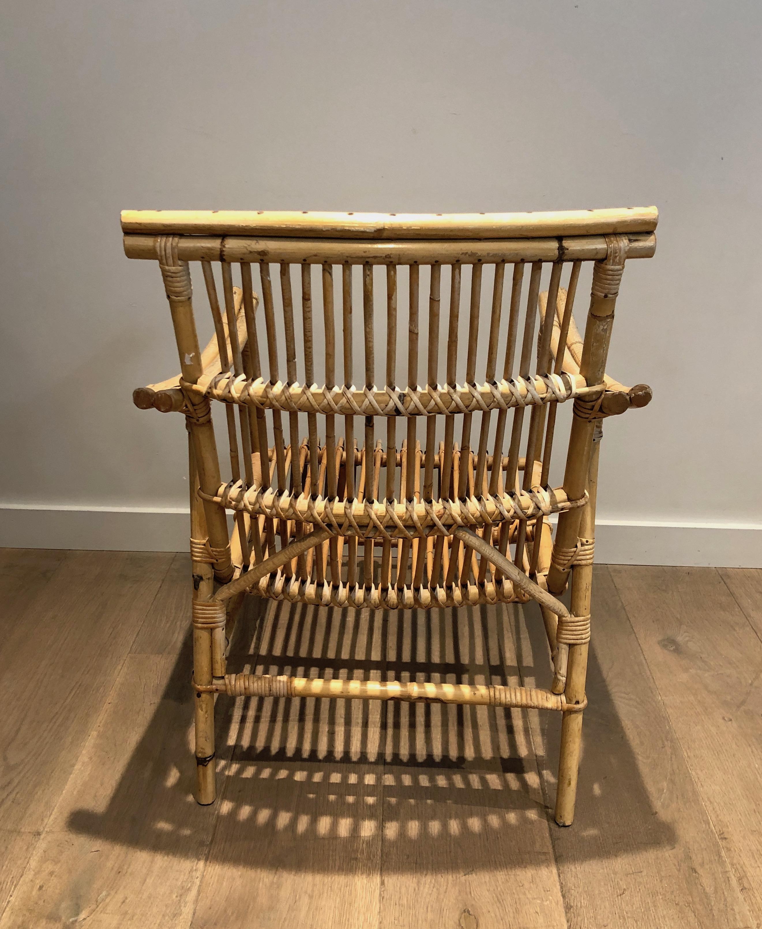 Pair of Rattan Armchairs. French Work, circa 1950 For Sale 5