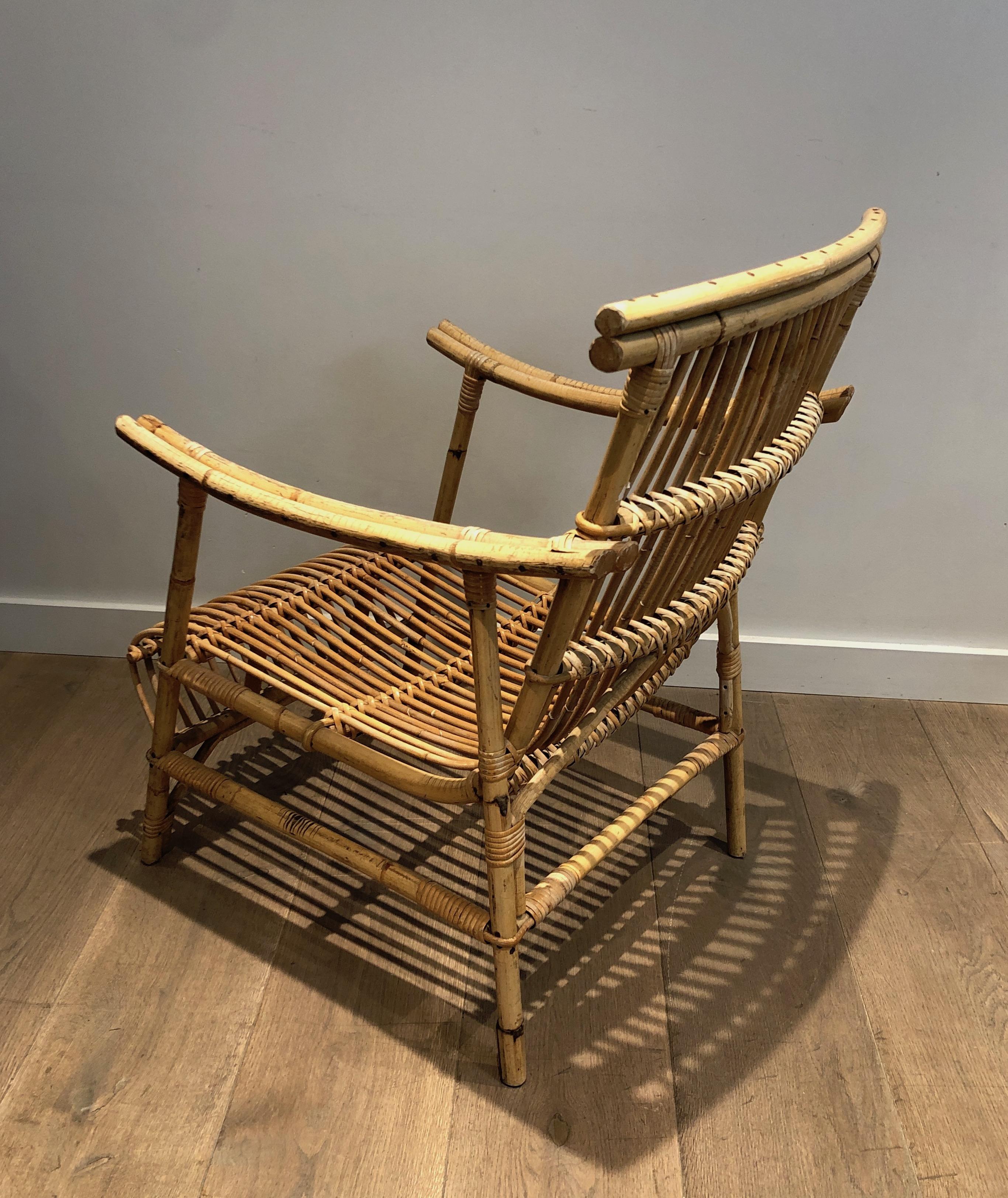 Pair of Rattan Armchairs. French Work, circa 1950 For Sale 9