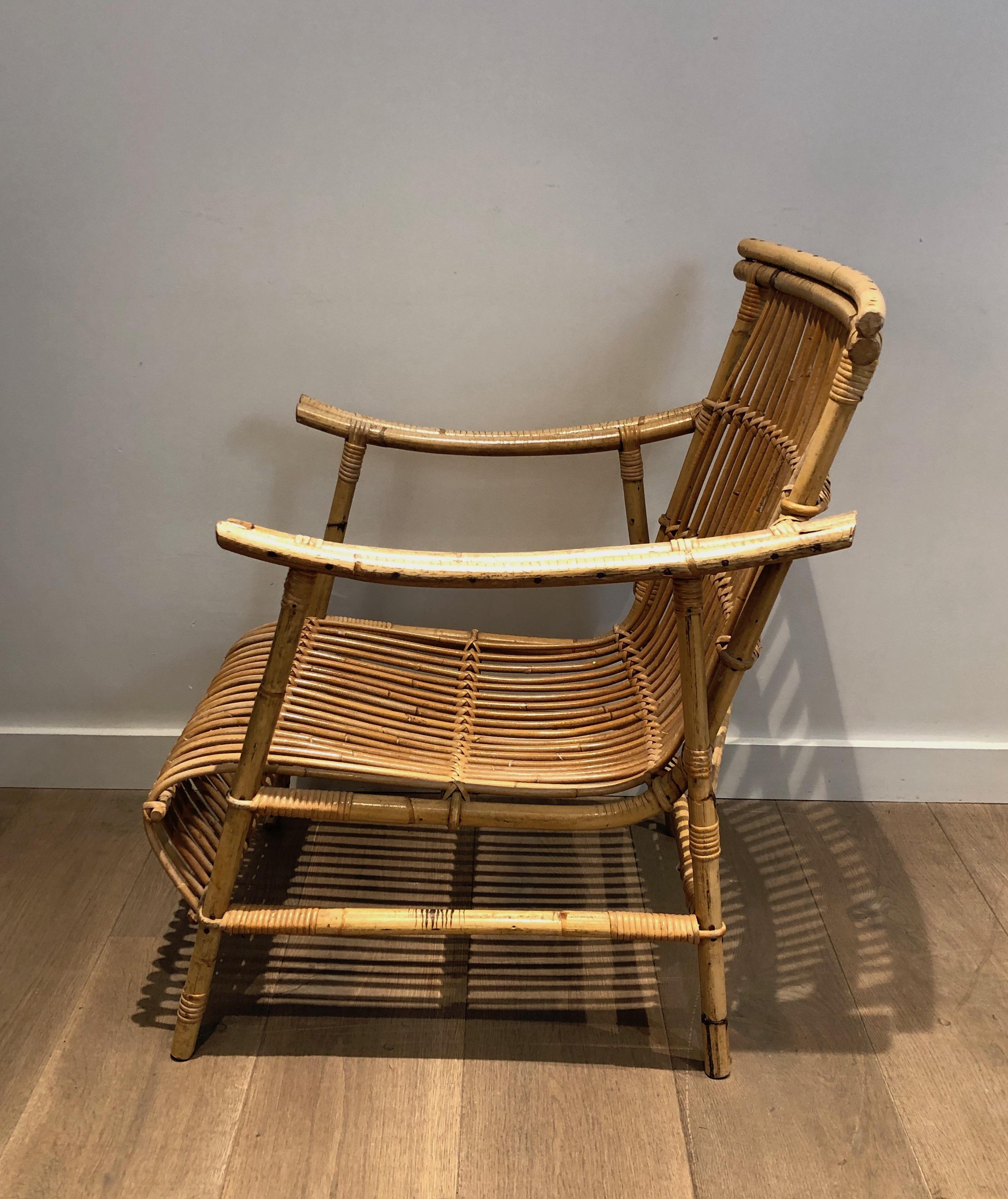 Pair of Rattan Armchairs. French Work, circa 1950 For Sale 10