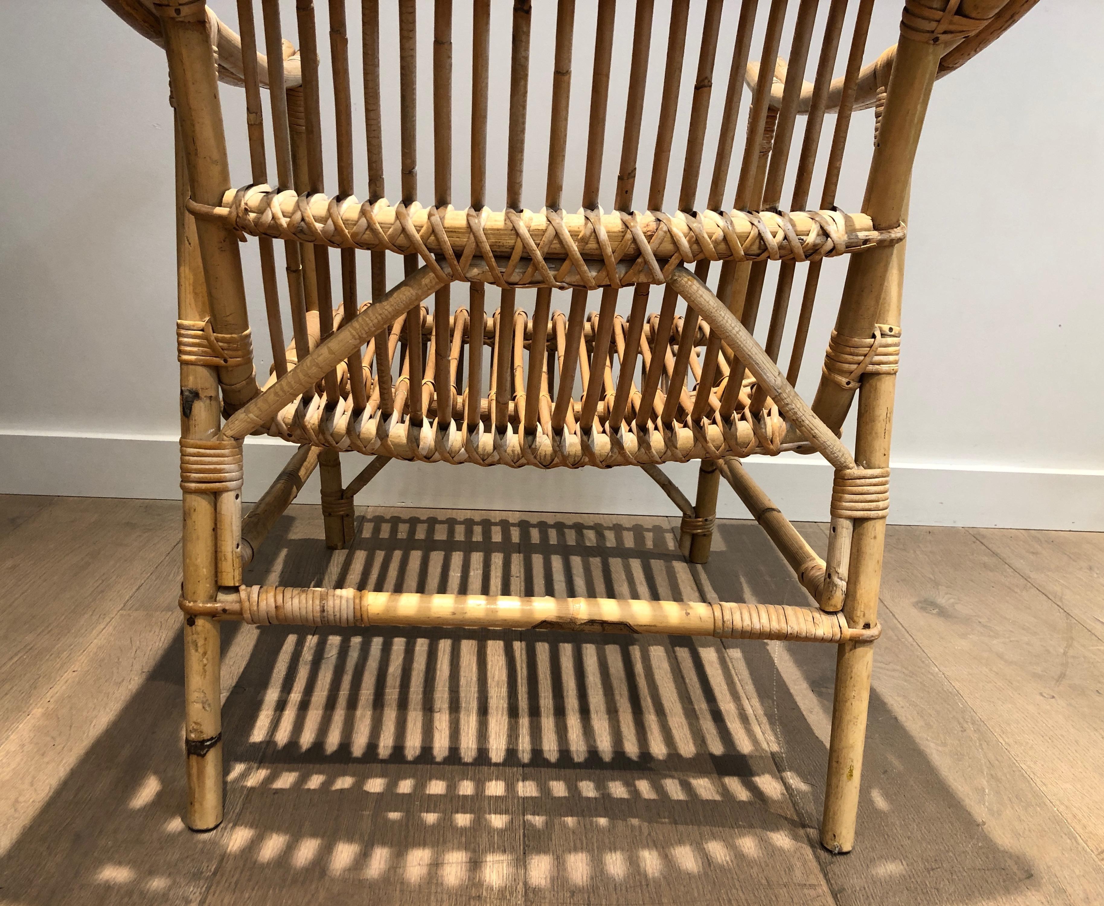 Pair of Rattan Armchairs. French Work, circa 1950 For Sale 12