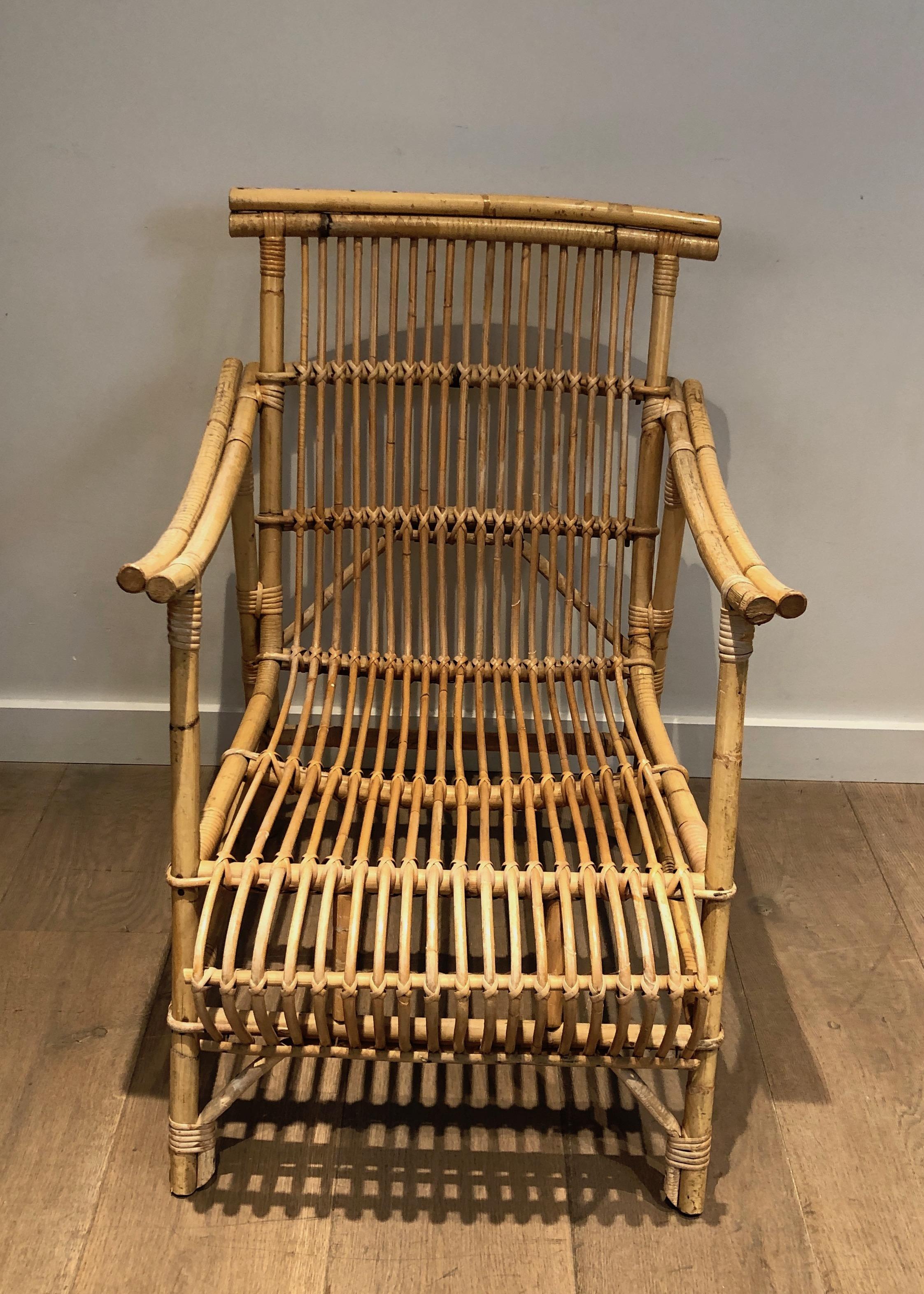 Pair of Rattan Armchairs. French Work, circa 1950 For Sale 2