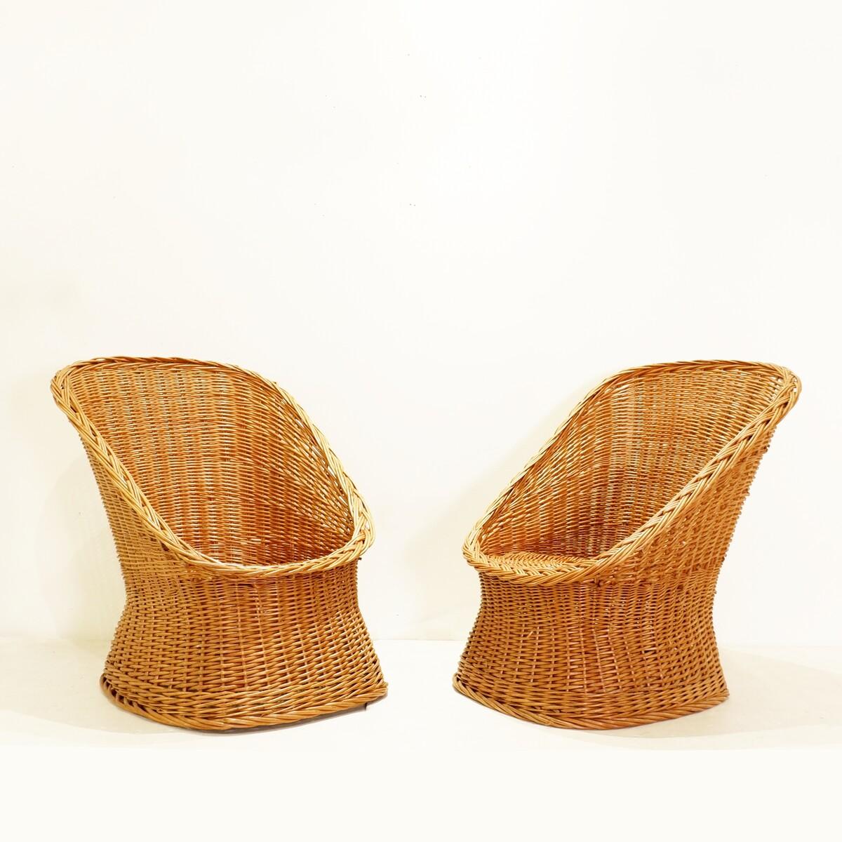 Pair of rattan armchairs from the 1960s, Italy
Dimensions   
D:  55 cm (21.65