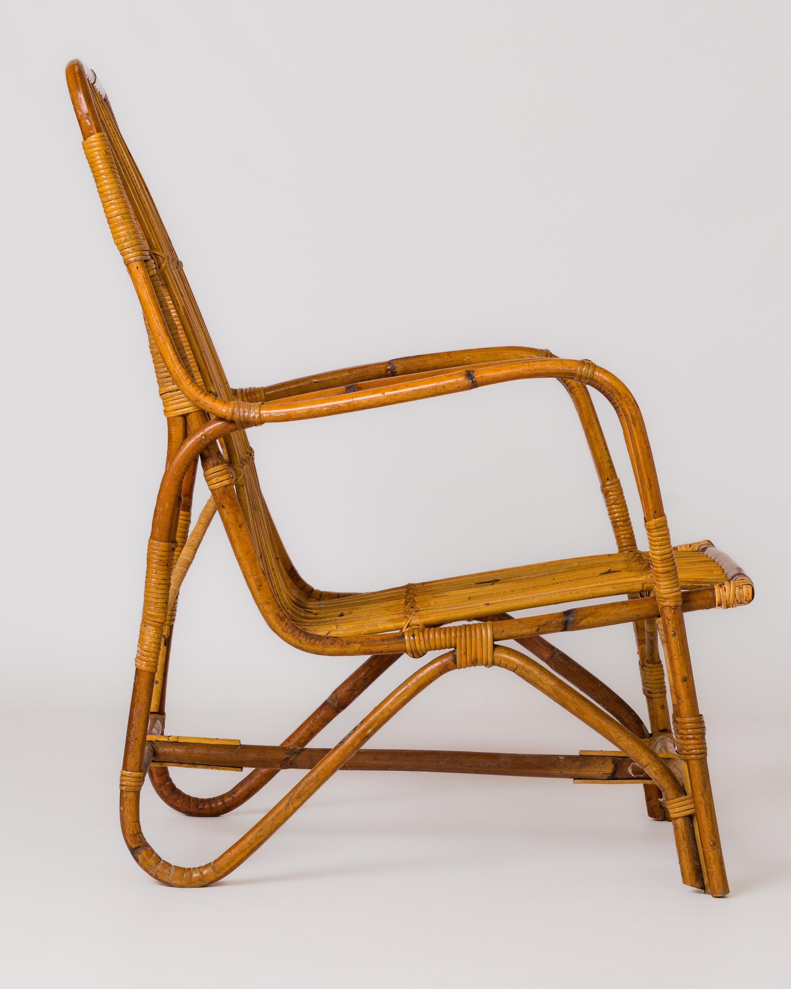 Rattan Coppia di poltrone in rattan nello stile di Audoux Minnet - Francia anni '60 in vendita