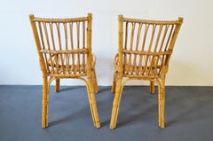 Pair of Rattan Bamboo Chairs 1960s Midcentury