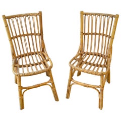Pair of Rattan Bamboo Chairs 1960s Midcentury