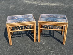 Pair of Rattan Bamboo End Tables