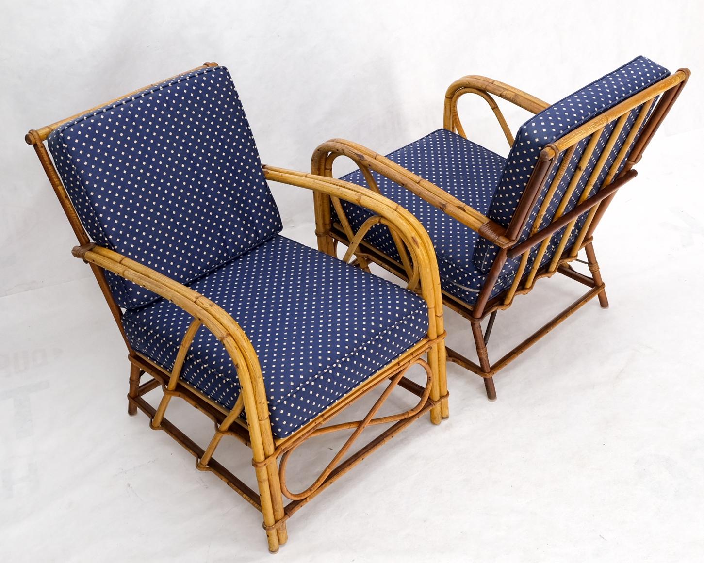 Pair of Rattan Bamboo Lounge Chairs 4