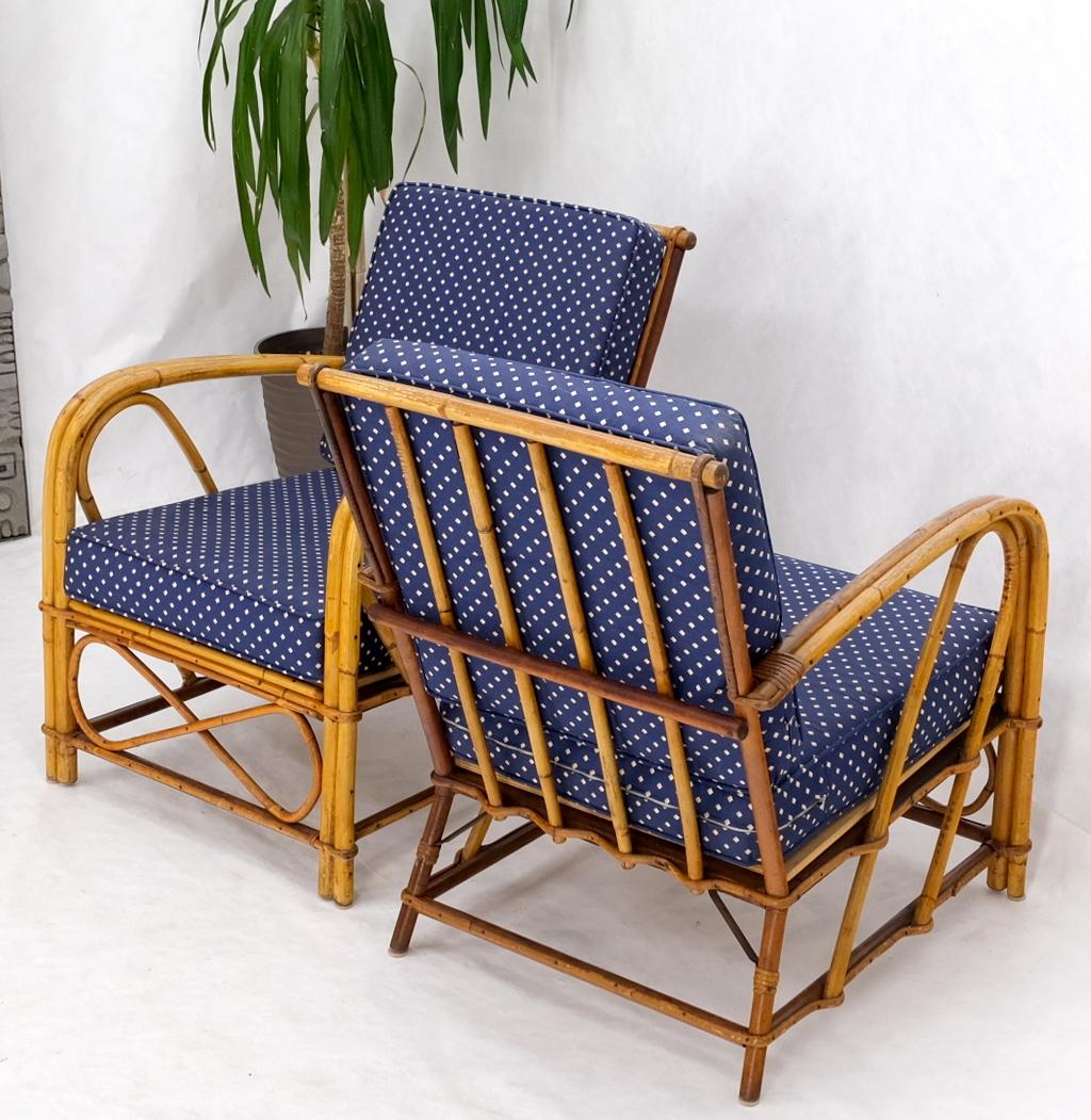 Pair of Rattan Bamboo Lounge Chairs 6