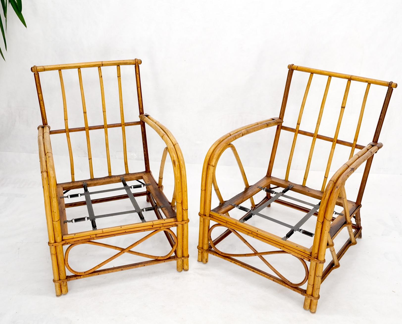 Pair of Rattan Bamboo Lounge Chairs 9