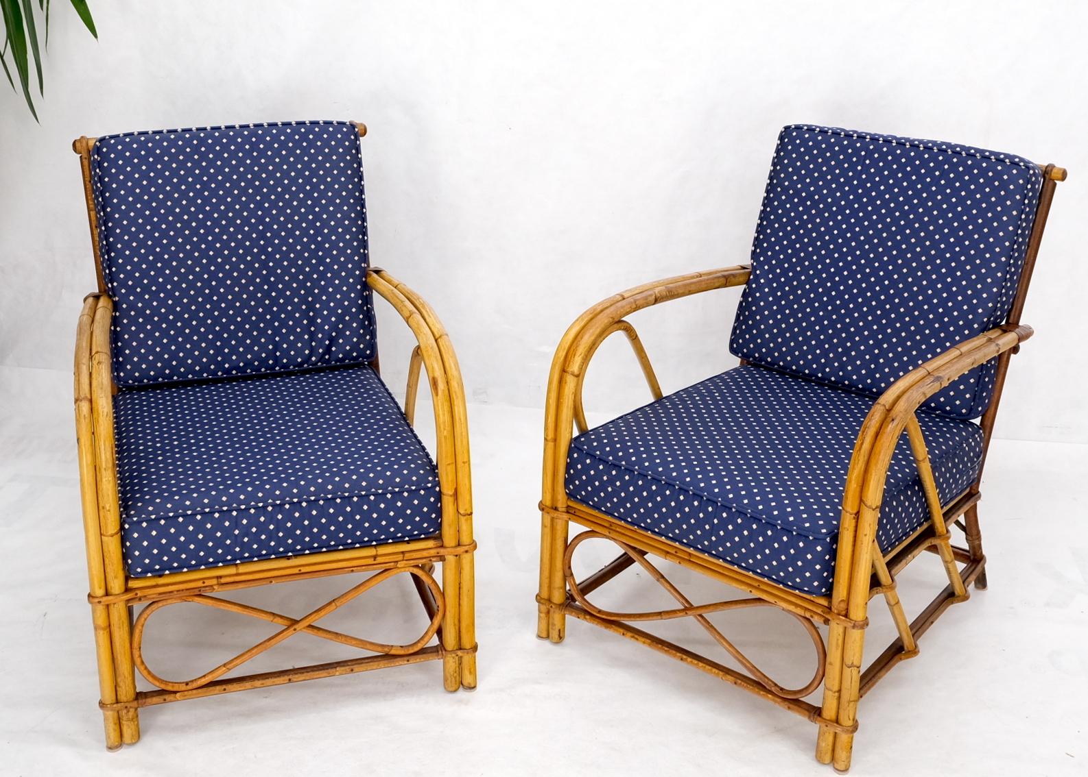 Mid-Century Modern Pair of Rattan Bamboo Lounge Chairs