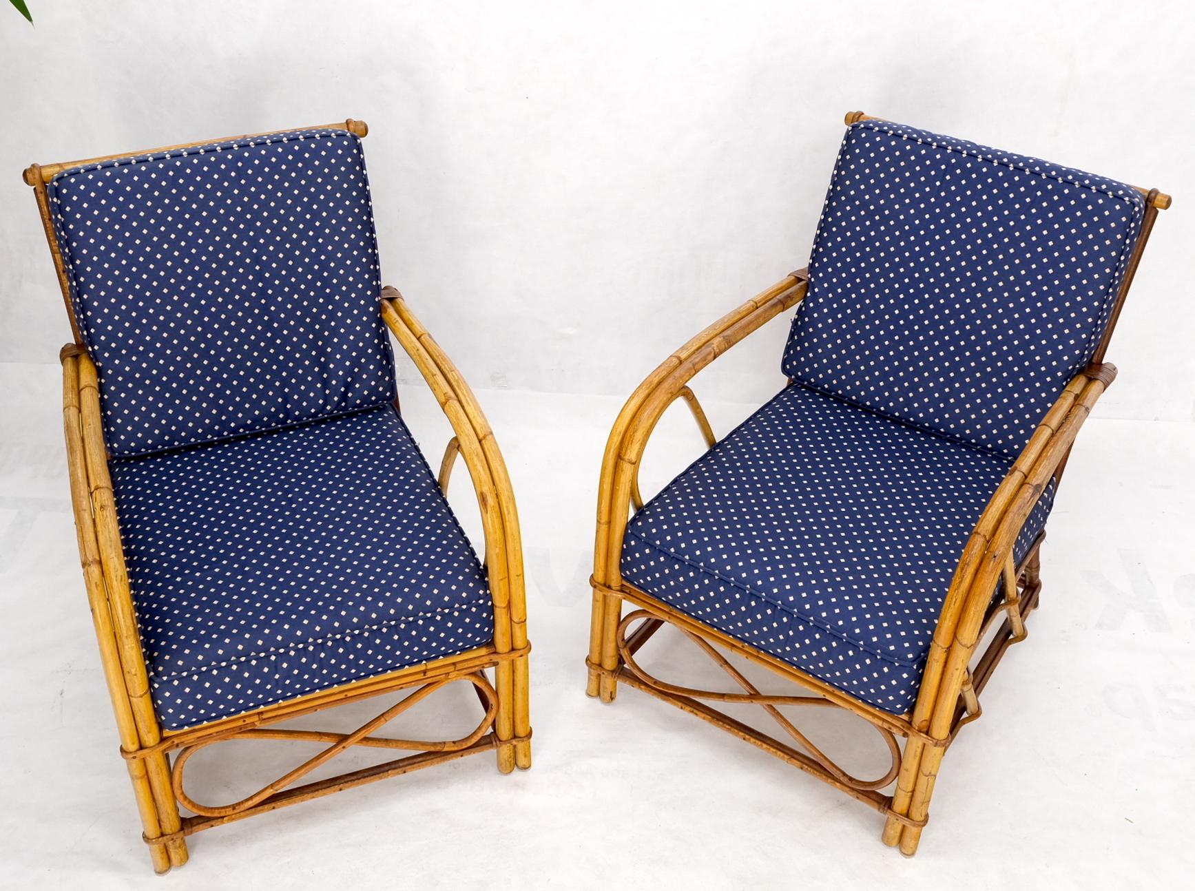 American Pair of Rattan Bamboo Lounge Chairs
