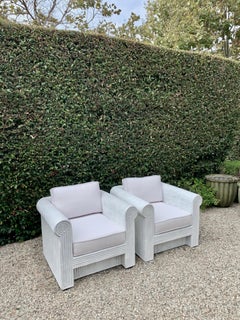 Pair of Fiberglass Chairs Rattan Bamboo Style Chairs