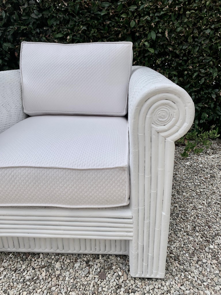 Pair of Rattan Bamboo Style Fiberglass Chairs For Sale at 1stDibs