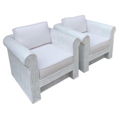 Paire de chaises en rotin et fibre de verre de style bambou