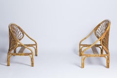 Paire de lits en rotin:: Louis Sognot:: circa 1955