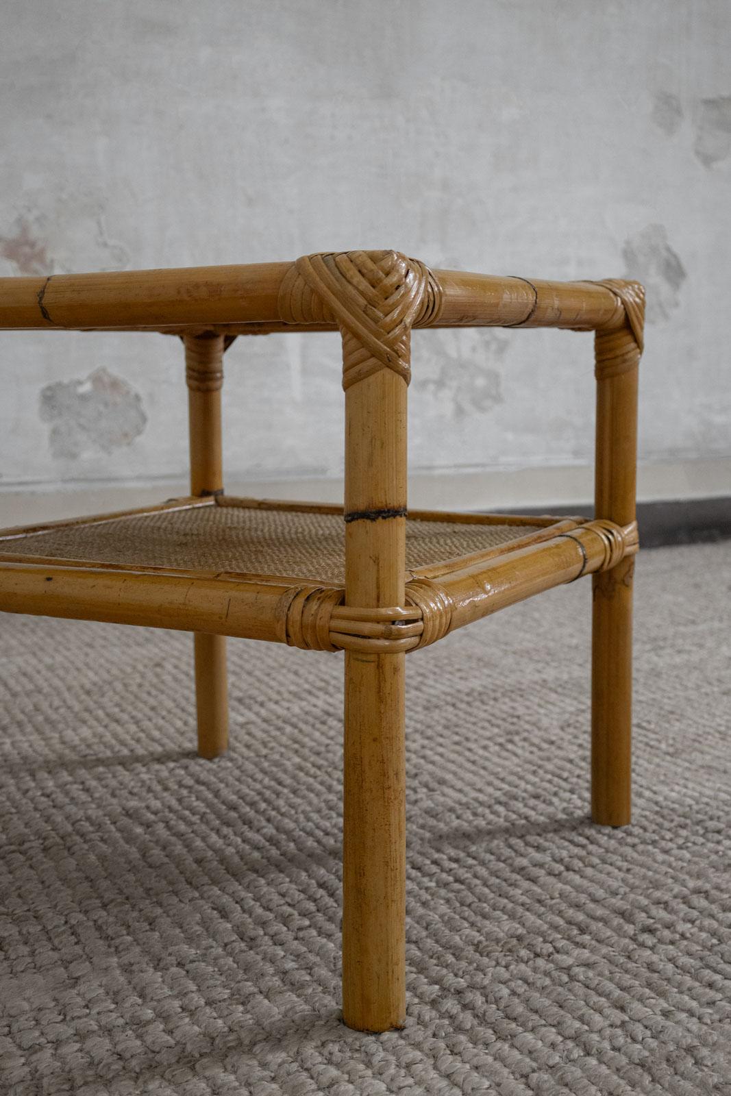Paire de tables de chevet en rotin par Dal Vera - années 1970 Bon état - En vente à Roma, RM
