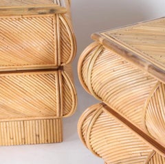 Pair of rattan bedside tables