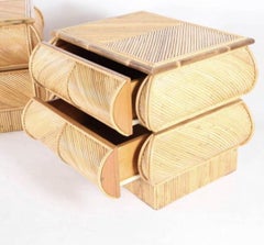 Pair of rattan bedside tables