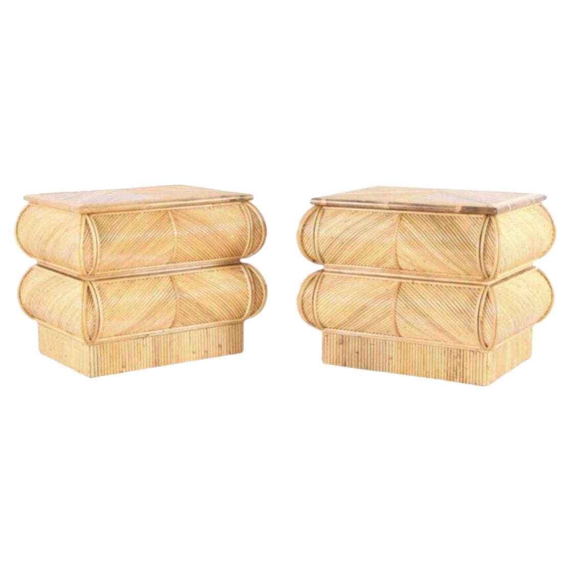 Pair of rattan bedside tables