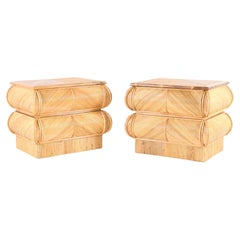 Pair of rattan bedside tables