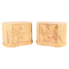 Pair of rattan bedside tables