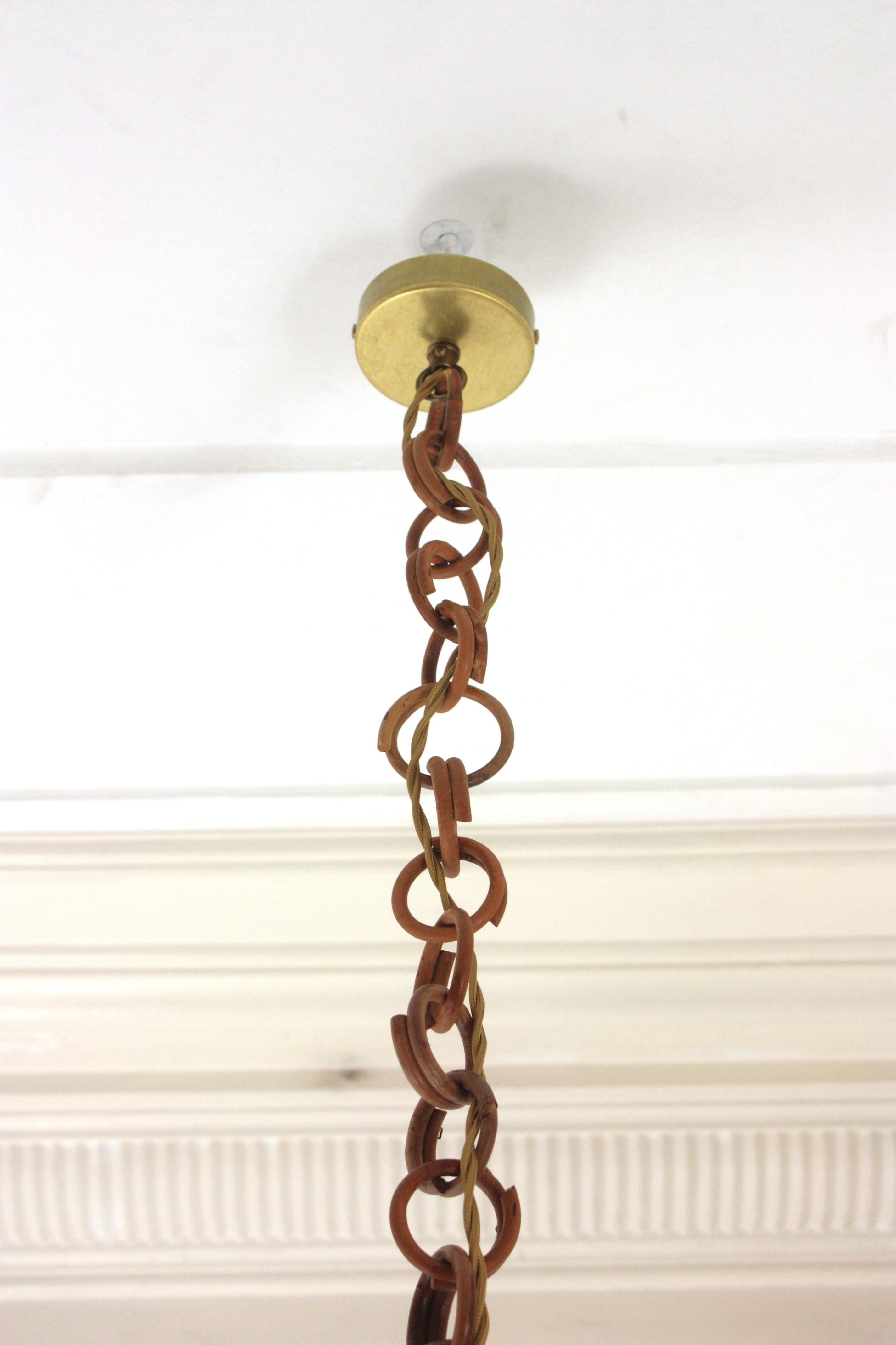 Pair of Rattan Bell Pendants / Hanging Lights, Spain 1960s For Sale 12