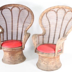 Pair of rattan bergere chairs