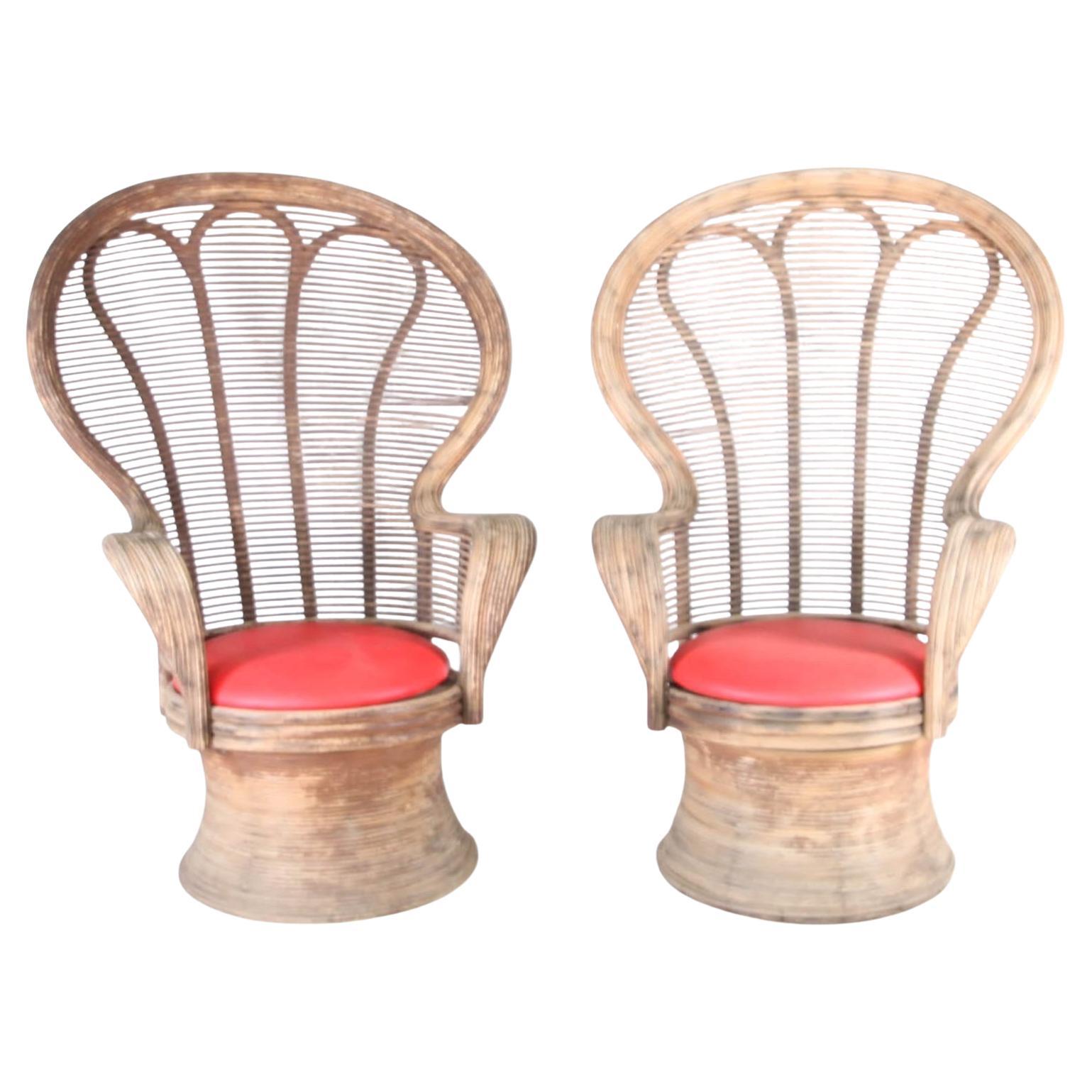 Pair of rattan bergere chairs