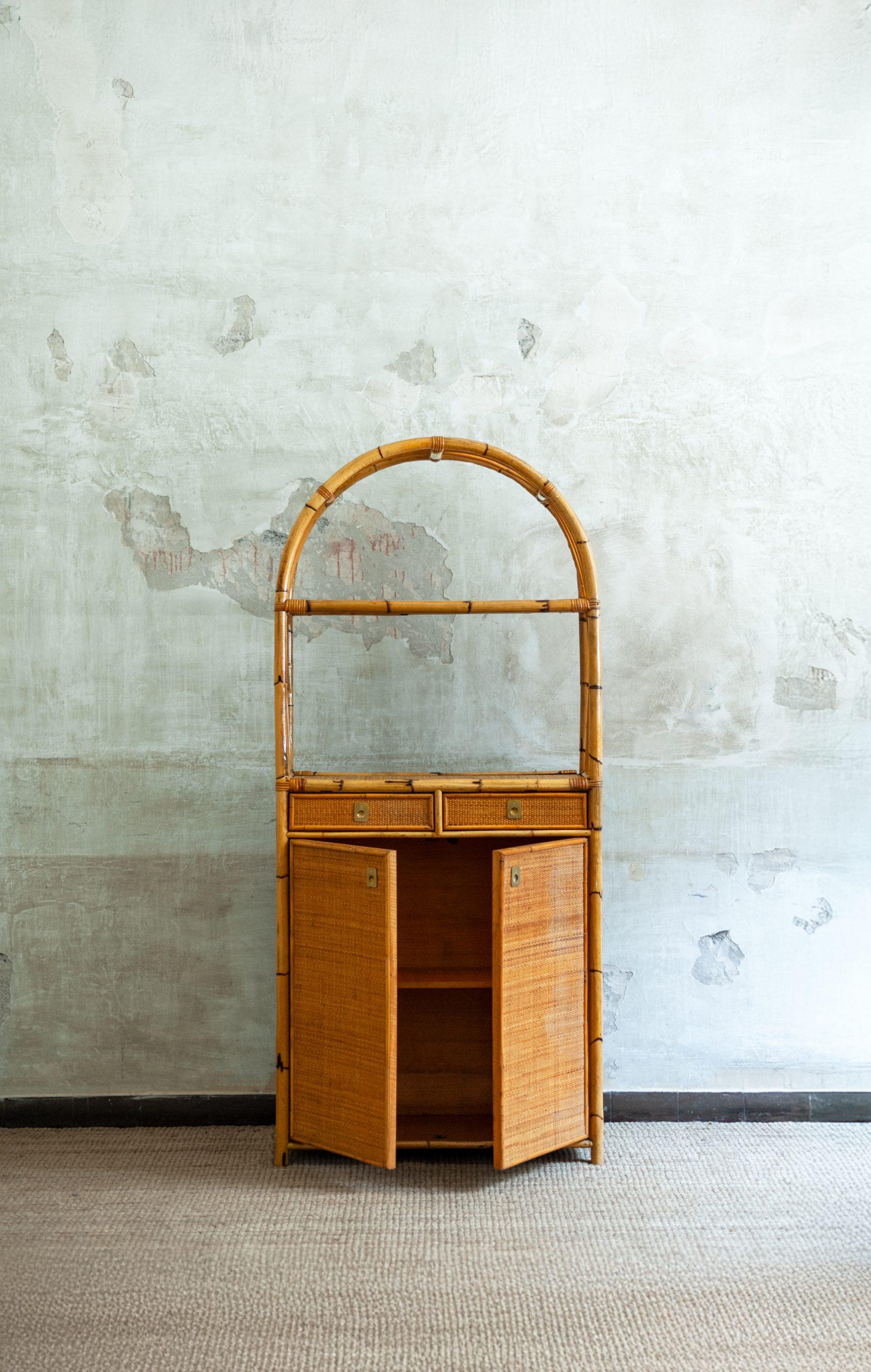 Pair of Rattan Bookshelf – 1980s In Good Condition For Sale In Roma, RM