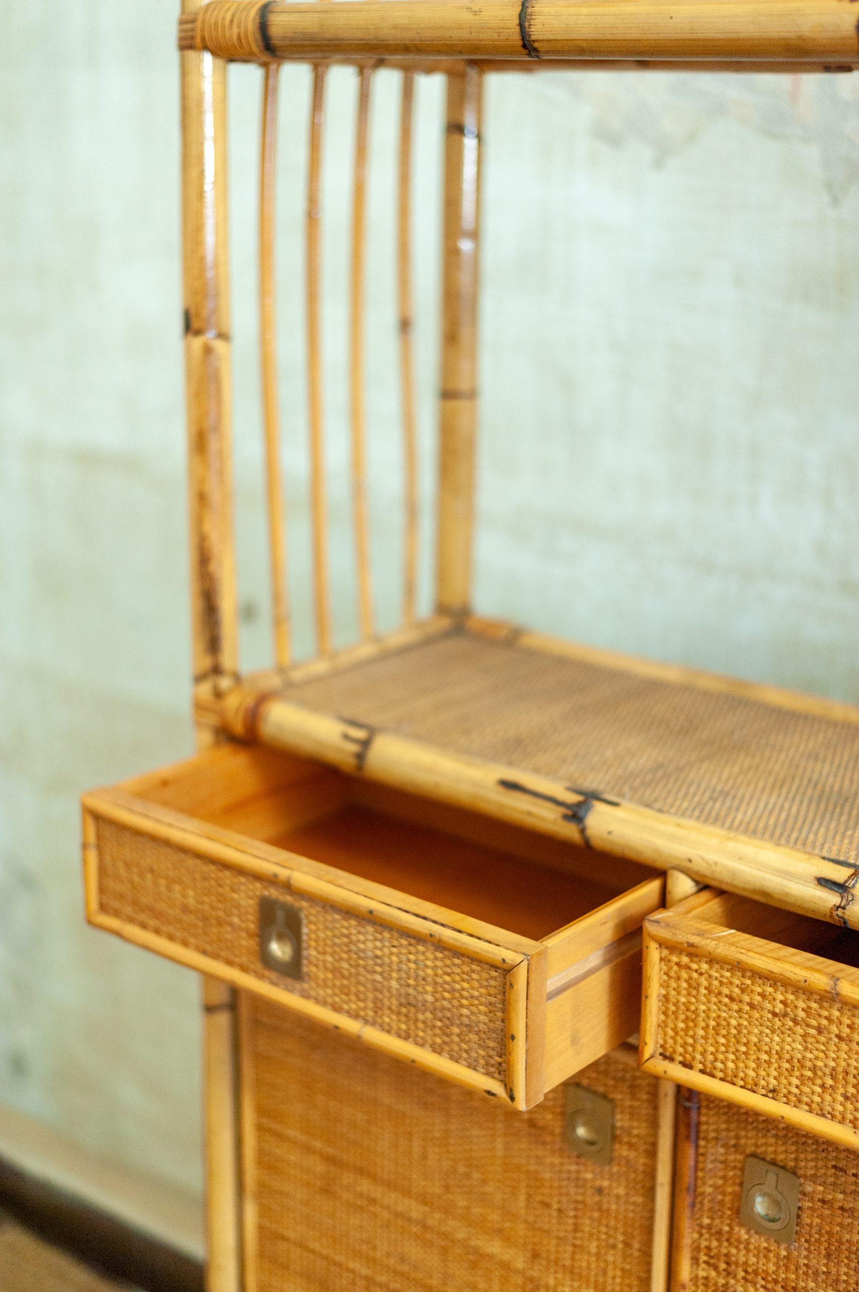 Late 20th Century Pair of Rattan Bookshelf – 1980s For Sale